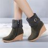 Fashion Winter Boots Women Fur Warm Snow Boots Ladies Side Zip Wedges Flock Booties Ankle Boots Comfortable Shoes Casual Female Boots