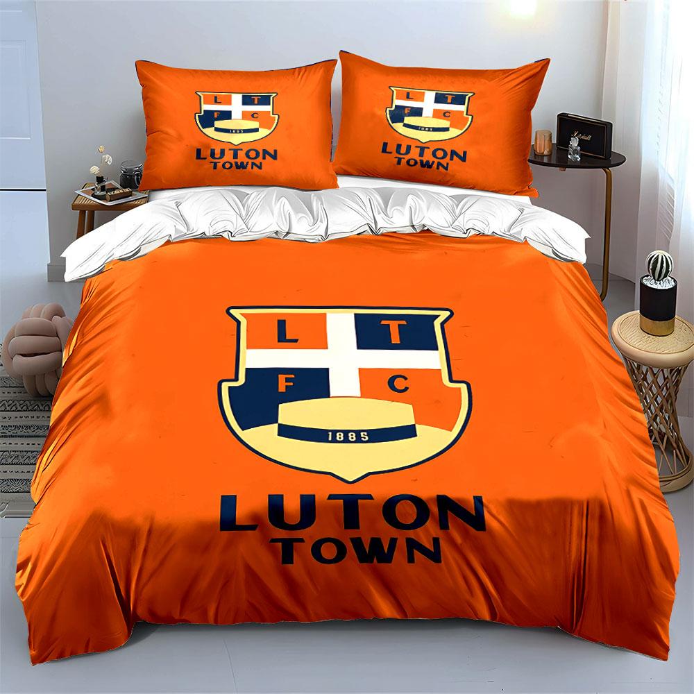 Luton Town FC Wappen Design Bettwäsche Bettbezug Set Bettbezug Kissenbezüge (1*Bettbezug 2*Kissenbezüge, ohne Bettdecke)