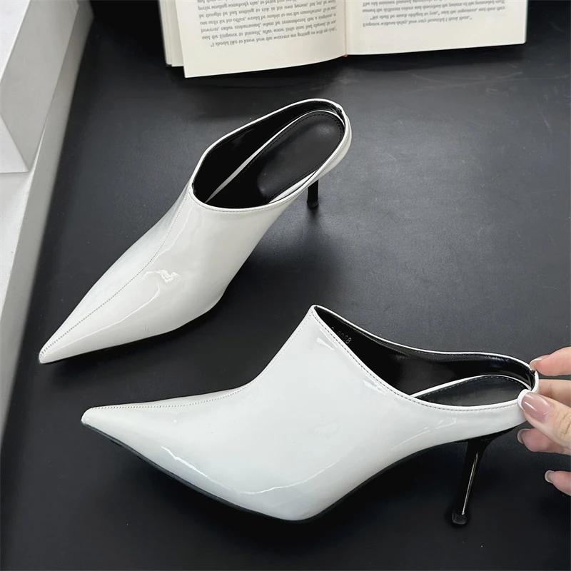 

Весенняя мода женские тапочки сексуальные остроносые тонкие низкие каблуки свадебные шлепанцы мюли обувь Zapatillas De Mujer 39 белый