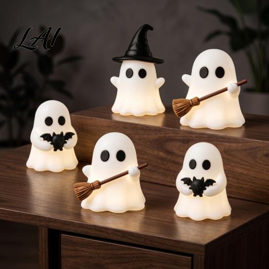 Mini Ghost Figurines for Crafts Halloween Luminous Figurines Glow in The Dark Cute PVC Statues Miniature Statue Micro Landscape Tiered Tray