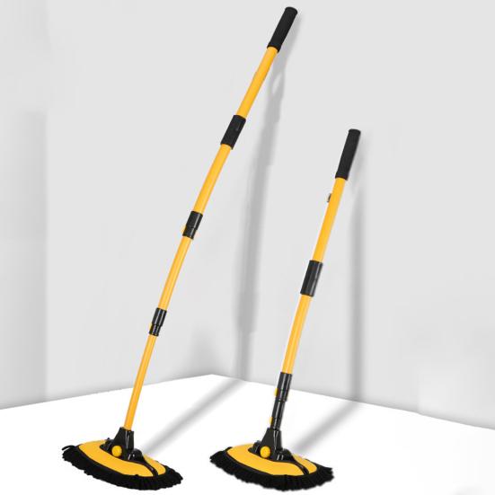 3-Section Telescopic Car Wash Mop Bendable Handle Car Wash Brush with Chenille & Microfiber Head Scratch-Free Cleaning Tool for Auto Motorcycle