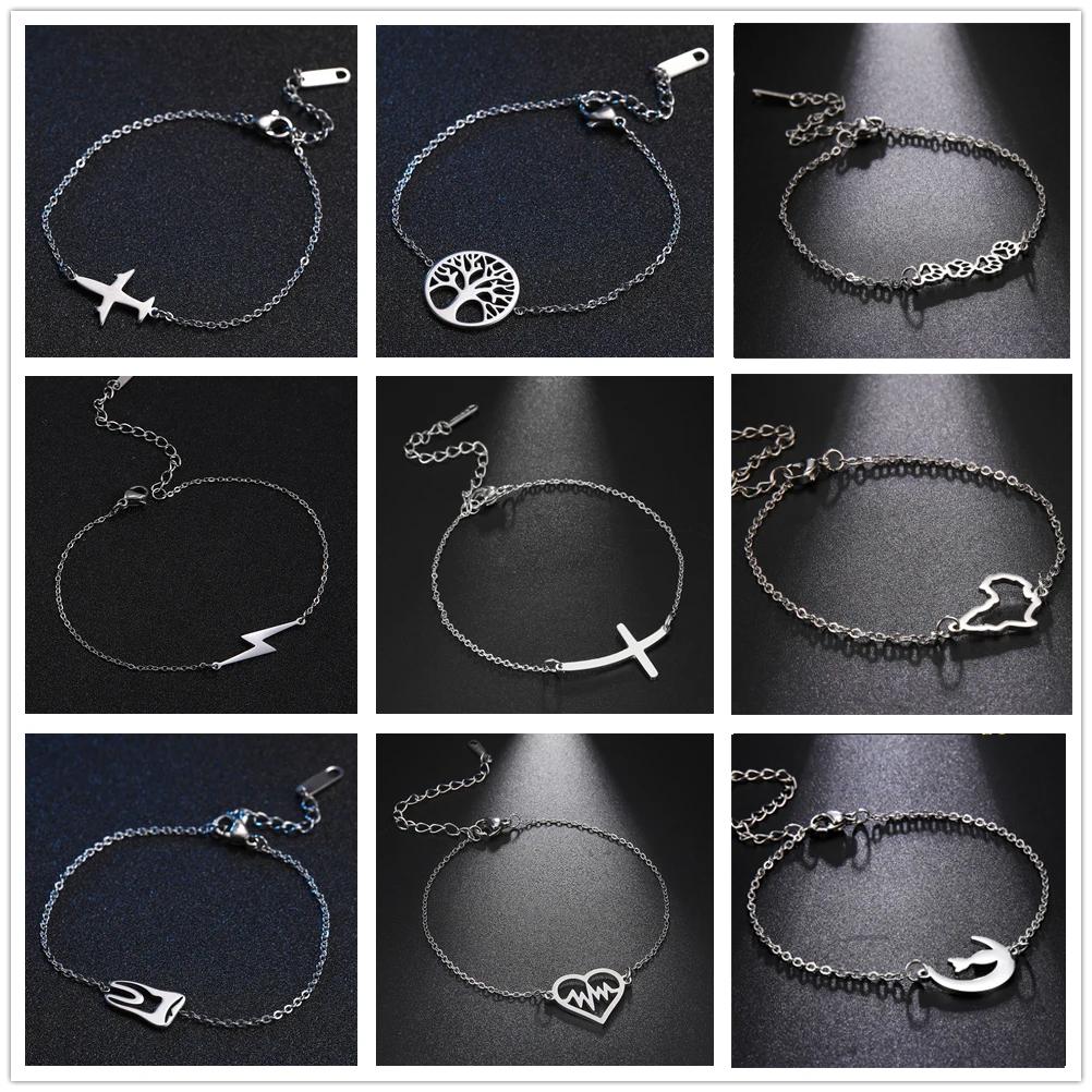 Plane Charm Bracelet Stainless Steel Aircraft Airplane Adjustable Chain Bracelets On Hand Pulsera Jewelry Gift for Women