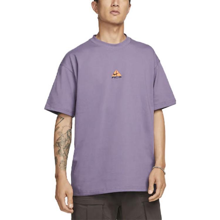 Nike ACG Einfarbige Kleinlogo Rundhals Freizeit Kurzarm T-Shirt Herren Oberteile Lila DQ1816-553