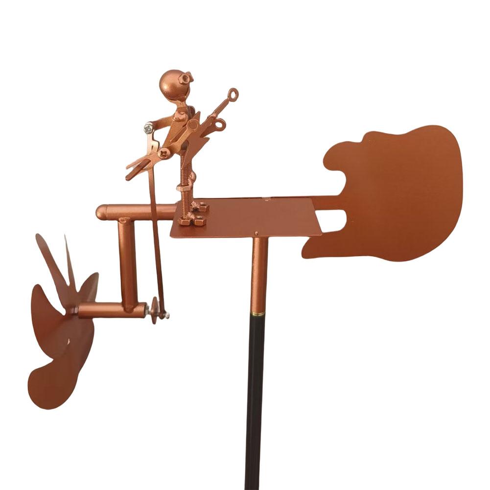 Outdoor Windskulptur Metallfiguren Windbetriebene Gitarrenskulptur für Garten Hof Terrasse Rasen Veranda Hinterhof