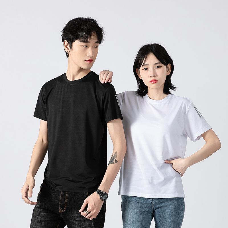 Ice Silk T-shirt Sports Running Fitness Quick-drying Breathable Large Size Outdoor Short-sleeved T-shirt