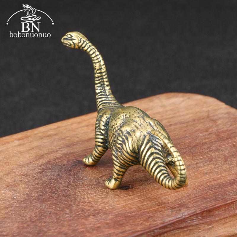 Solid Brass Jurassic Dinosaur Small Statue Office Desktop Ornaments Tea Pet Crafts Animal Figurines Miniatures Children Toy Gift