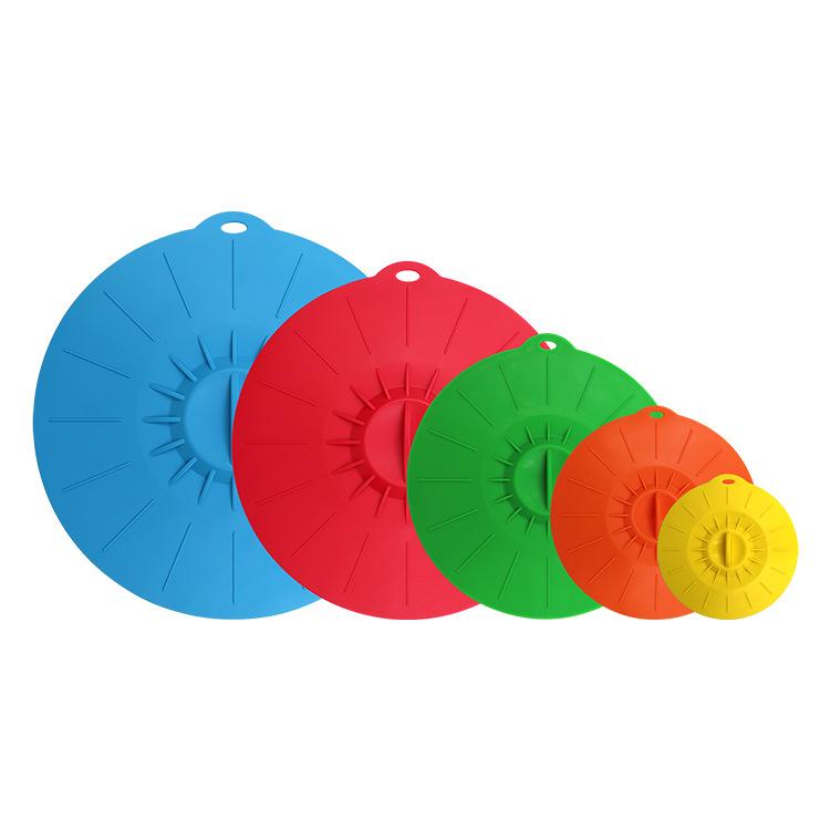 Conjunto de Tampas de Silicone para Conservação de Alimentos: Conjunto de 5 Tampas Anti-Transbordamento e à Prova de Poeira para Panelas e Tigelas de Micro-ondas