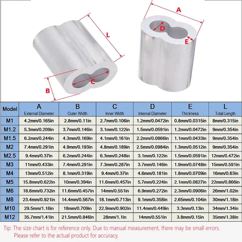

1-100Pcs Double Hole Cable Crimp Sleeve M1 to M12 Wire Ferrules 8-Shape Aluminum Cable Stopper Crimp Rope Hardware Accessories 2Pcs M8