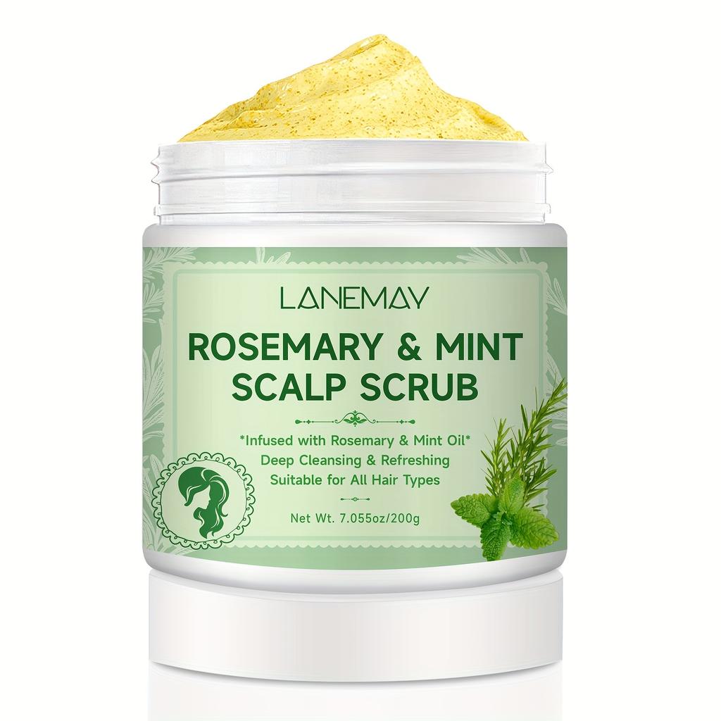 Rosemary & Mint Scalp Scrub - Deep Cleansing, Gently Massage The Scalp, Strengthen Hair Roots - Suitable for All Hair Types