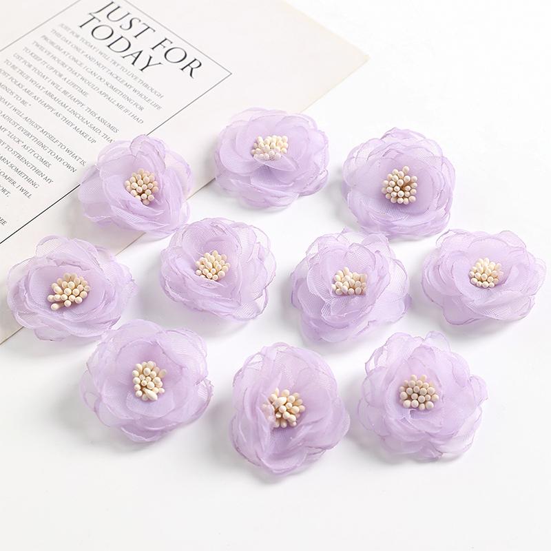 3/5/10Pcs 4cm Yarn Rose Artificial Flowers Head for Home Wedding Decor DIY Bride Hair Wreath Girls Gift Clothing Dress Accessory