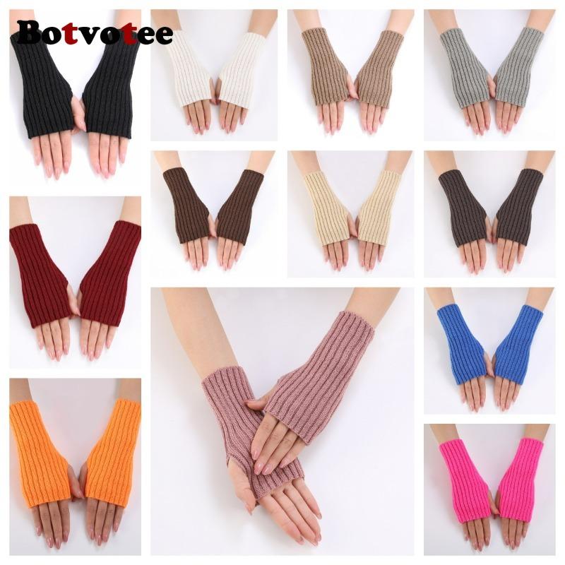 Botvotee Y2k Accessories Sleeves for Women Arm Warmers Winter Knit Fingerless Gloves Warm Free Shipping Half Finger Arm Guard