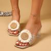 Fashion 2025 Summer Open Toe Women’s Slippers Fashion Appliques Square Toe Chunky Heel Sandals for Plus Size Dress Party Modern Slippers