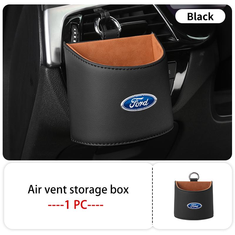 AKP1 Car Air Vent Storage Box Nappa Leather Auto Vent Mount Organizer For Ford Escape Ecosport Fusion Explorer Expedition Taurus