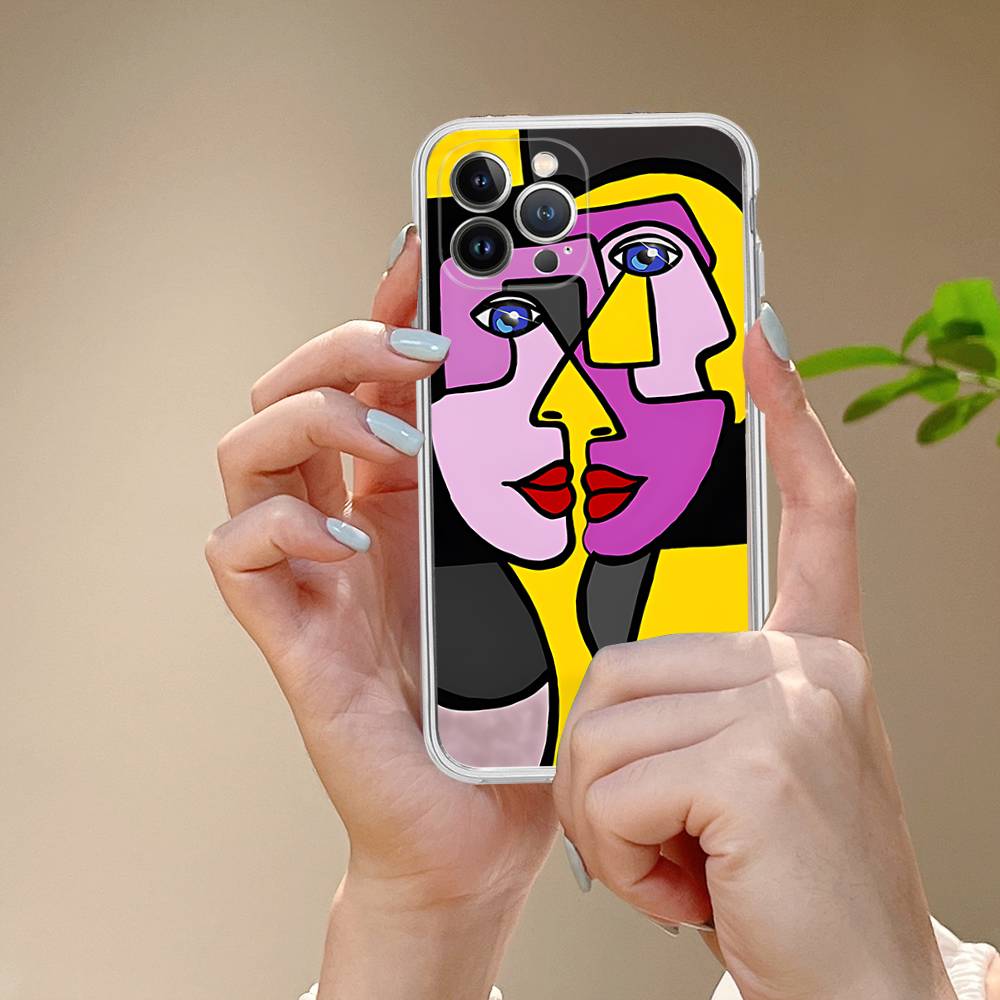Picasso Abstract Art Fit For IPhone 16 15 Promax Phone Case IPhone 14 11 12 High End 13 Pro Silicone