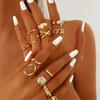Vintage Gold Color Knuckle Rings Set Geometric Diamond Stackable Rings Charm Adjustable Women's Ring Jewelry Set Wedding Party