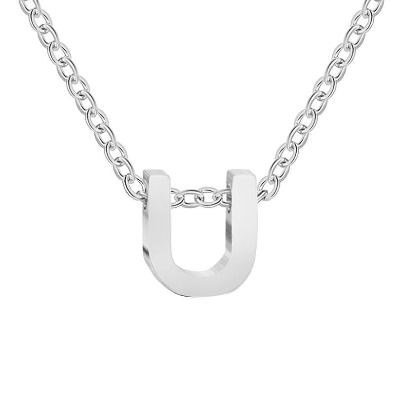 eManco Gold-Plated Stainless Steel Letter Necklace with European & American Pendant