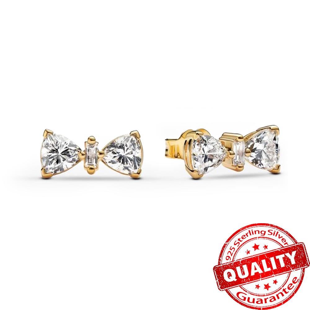 925 Silver Pink Bow Charms Earrings Rings Christmas Bell Pendant for DIY Jewelry Gift