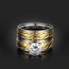 Stylish Gold Titanium Steel Ring For Couples Featuring Hidden Zircon Stone Design