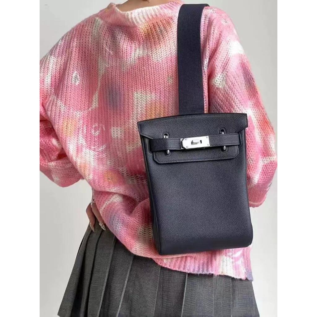 Neue weiche Leder Keli Tasche, Unisex Leder, Brusttasche, erste Schicht Rindsleder Pendler Schulter Schrägbandtasche 17CM