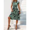 Elegant Personality Abstract Pattern Printed Pleated Dress