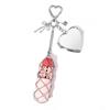 1pc Key Chain Charm Bag Accessories Net Pocket Interchangeable Stainless Steel Lip Balm Bag Keychain Lipstick Bag