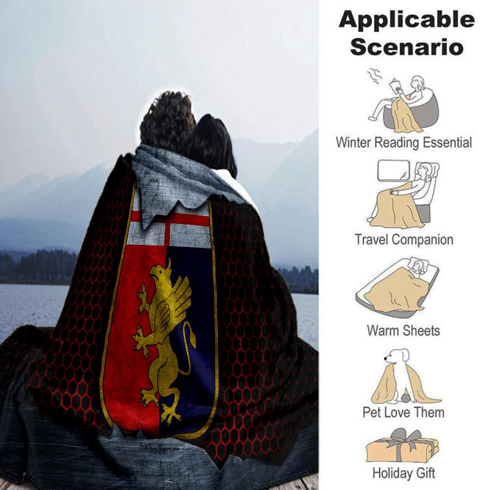 Lion Shield Genoa Flannel Blanket, Soft Polyester, Modern Design, All-Season for Camping, Travel, Gifts for holidays or birthdays