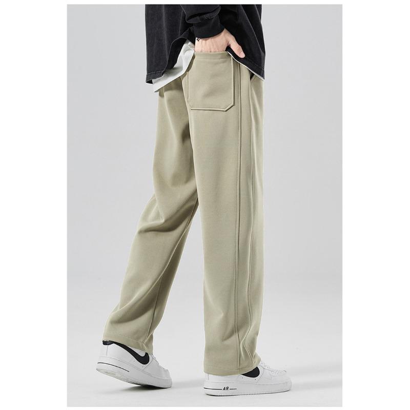 Men Drawstring Waist Loose Fit Straight Leg Casual Pants Streetwear Trousers