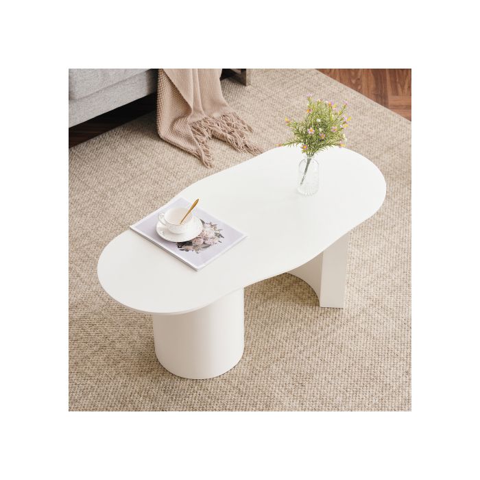 Table basse - MUVOE - 100 cm - MDF de haute qualité - Blanc - Design contemporain