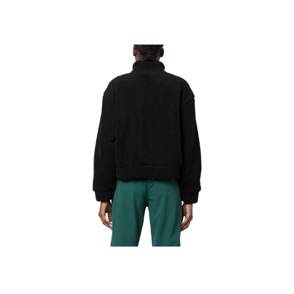 Adidas Originals Trefoil Logo Embroidered Striped Half-Zip Jacket Women Jackets Black HM2128