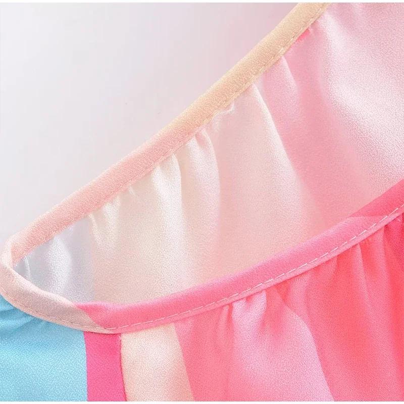 Цветное полосатое платье-халтер для женщин с 3D-цветком — фото 16