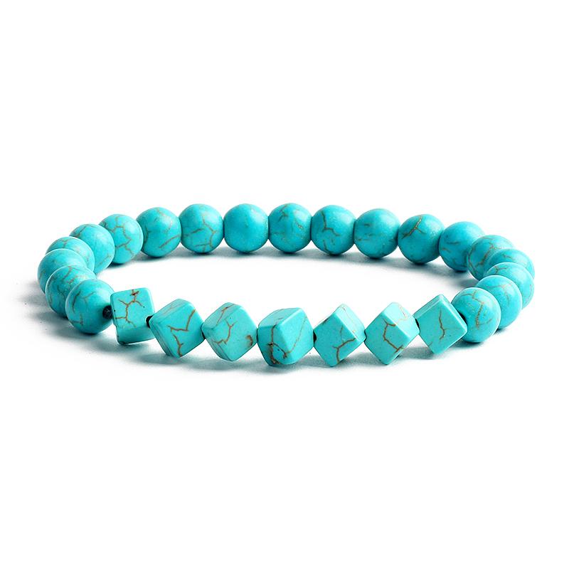 Bohemian Turquoises Beads Bracelets for Women Reiki Nature Stone Cube Cylinder Irregular Bracelets Healing Healthcare Jewelry
