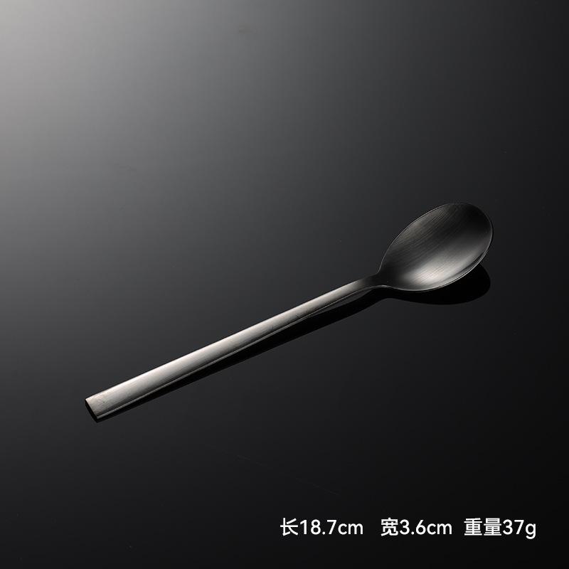 304 Stainless Steel Korean Square Handle Western Tableware Knives, Forks and Spoons Hotel Wide Barbecue Shop Spoon Matte Sand