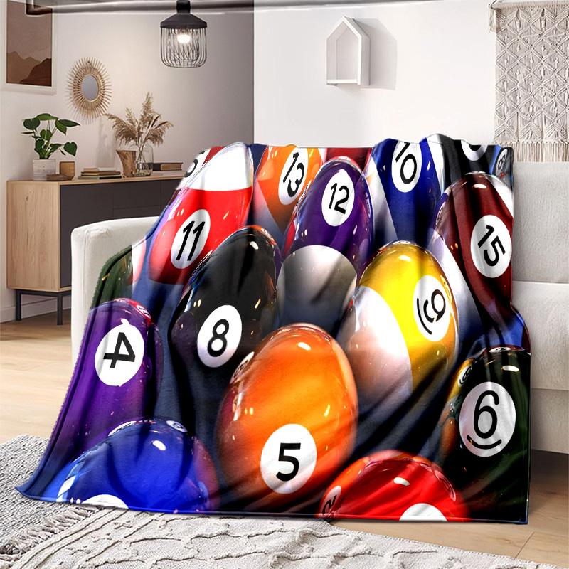 Billiards Plush Blanket Soft Comfortable All Seasons Perfect Sofa Office Nap Travel Birthday Gift Christmas Present