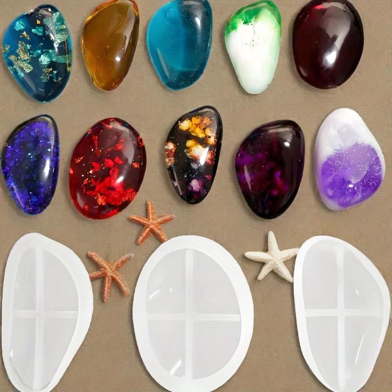 3pcsthickened diy pebble silicone mold, suitable for resin, plaster, clay - garden decoration