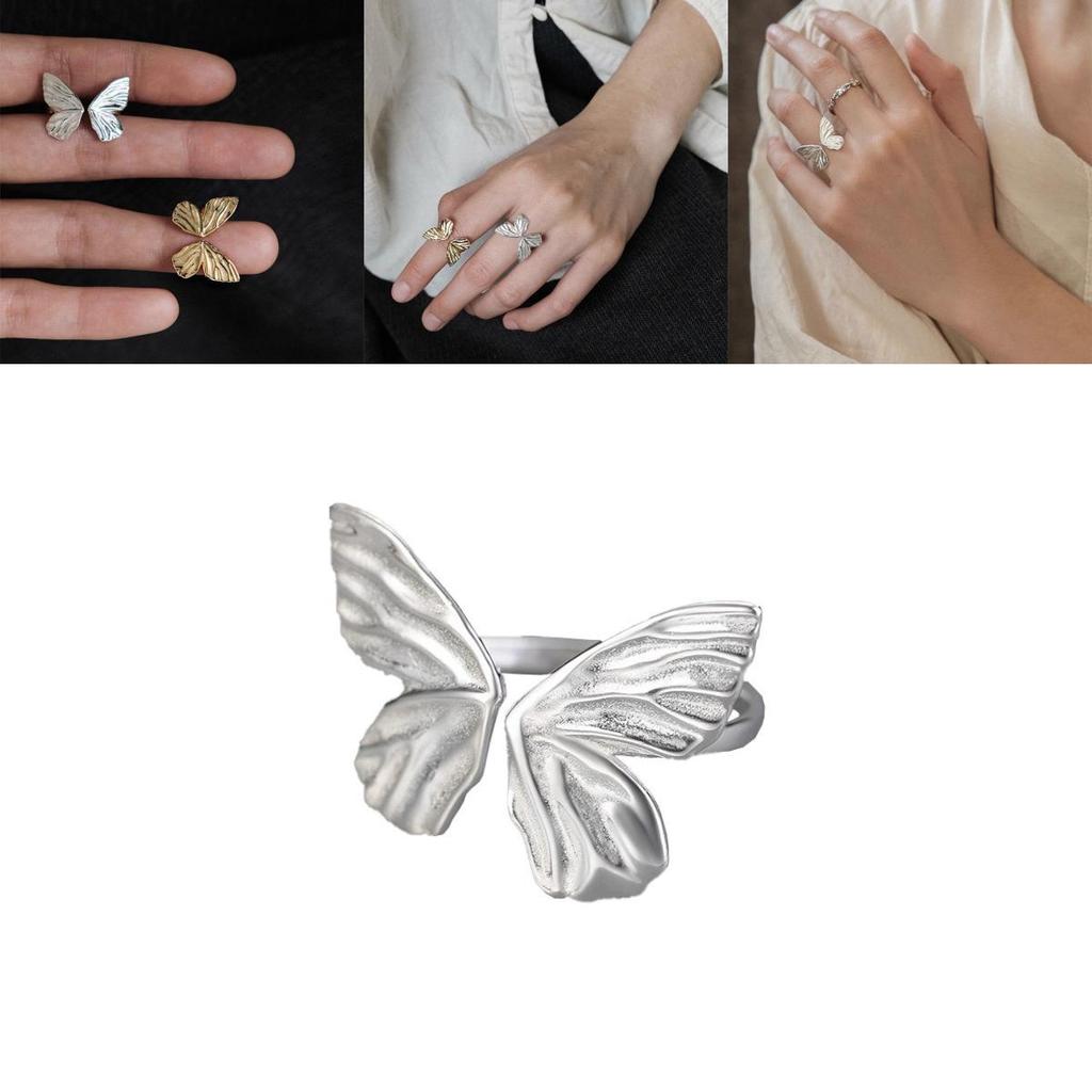Trendy Geometric Butterfly Ring For Women Chic Adjustable Copper Fashion Jewelry