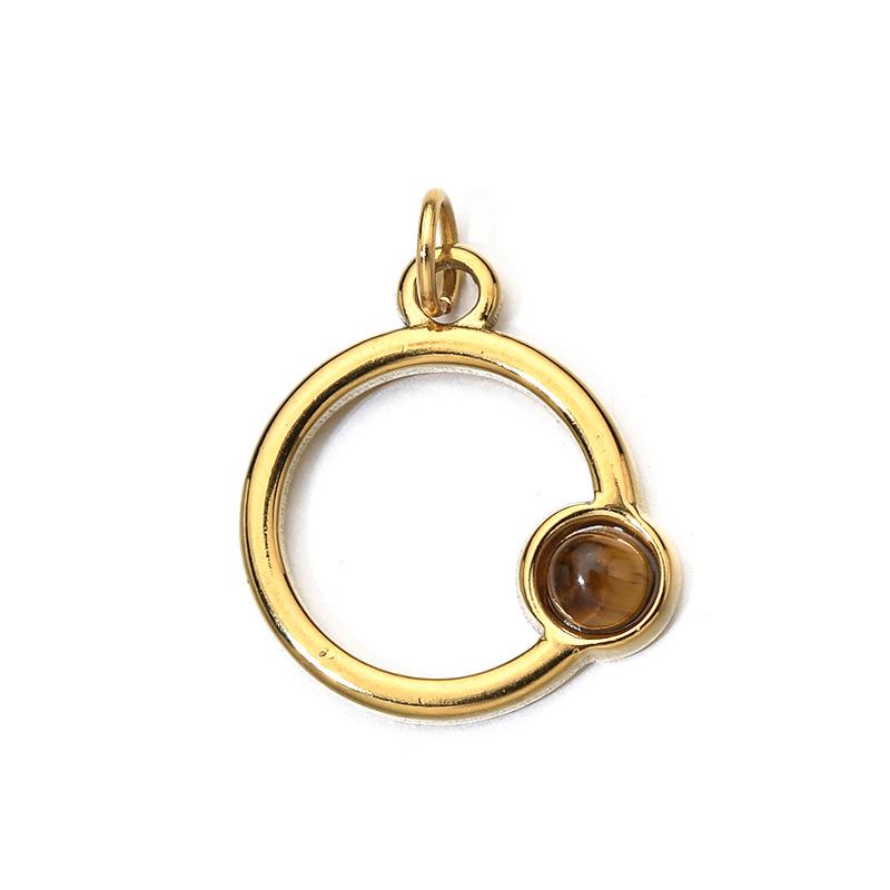18K Gold-Plated Stainless Steel Necklace with Natural Stone Star, Moon & Sun Pendant