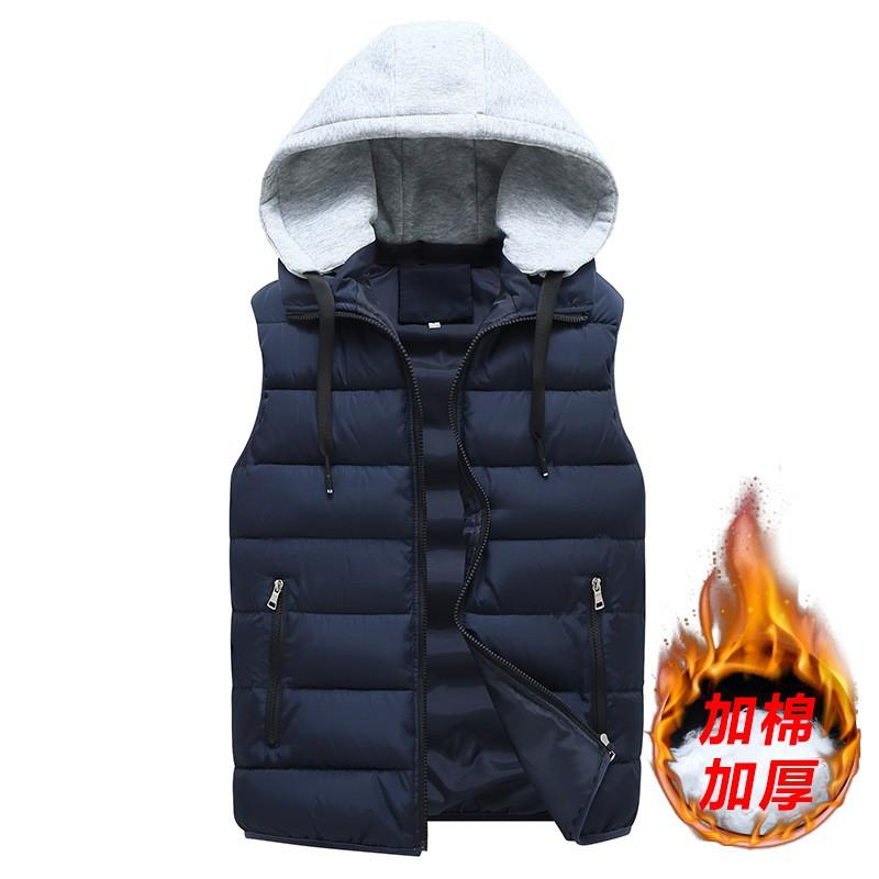 Mens Winter Cotton Puffer Vest Loose Fit Casual Sleeveless Jacket Work