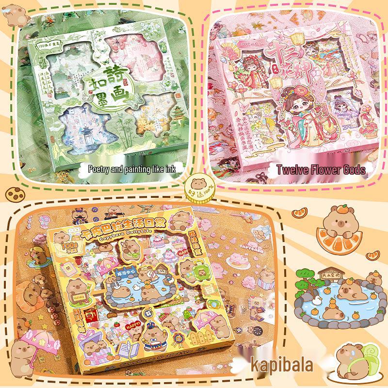 Kaba Bear Transparent Cartoon Stickers for Girl's Journal - 100 Sheets