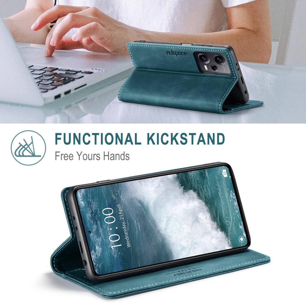 For Xiaomi Redmi Note 12 Pro+ 5G Wallet Case AUTSPACE A01 Leather Stand Cover with RFID Blocking Card Holder