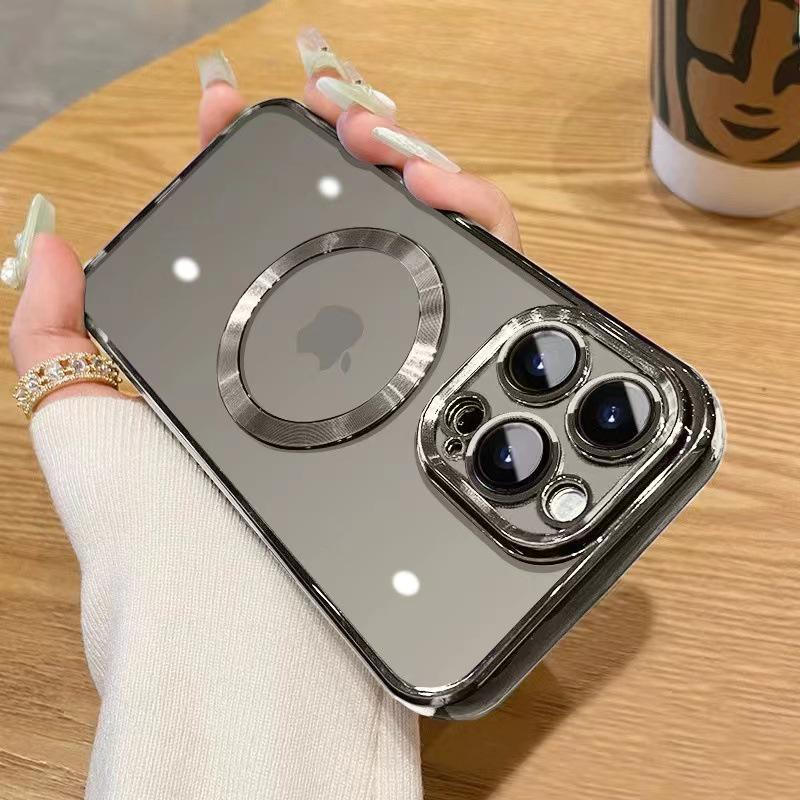 iPhone 17 Dustproof Electroplated Case with CD Pattern, Magnetic Suction, E Lens Film for 15 Pro, Soft Case Compatible with 16.