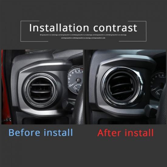 Central Dashboard Air Outlet Chrome ABS Ring Cover Trim For Toyota Tacoma 16-23