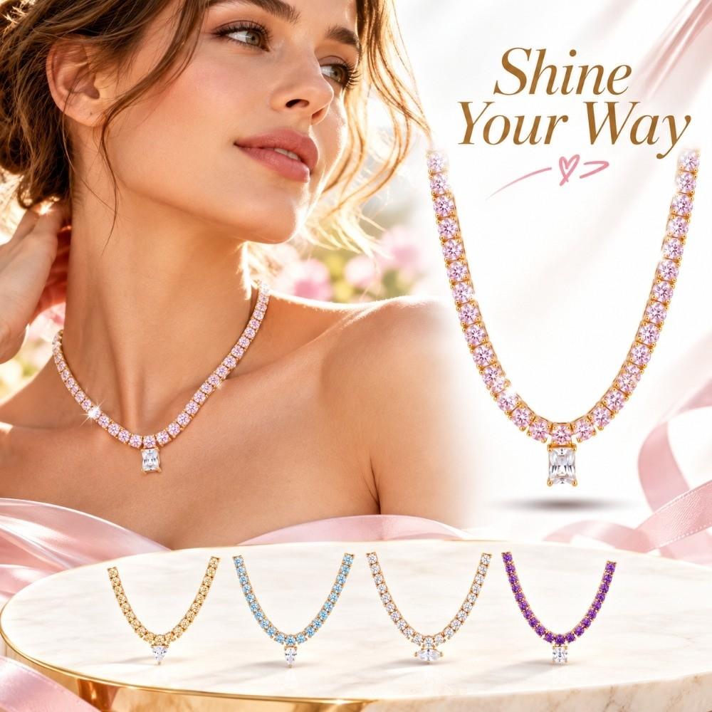 Closely Set Rhinestone Full Rhinestone Necklace Lightweight Minimalist Necklace Wear