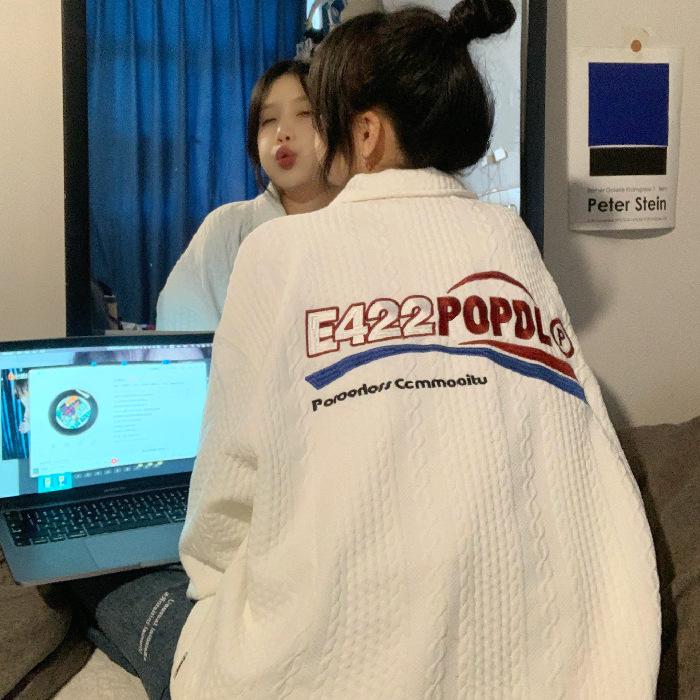 Jacquard Fabric Oversized Sweatshirt - Spring Autumn Trendy Loose Fit M 2467₽