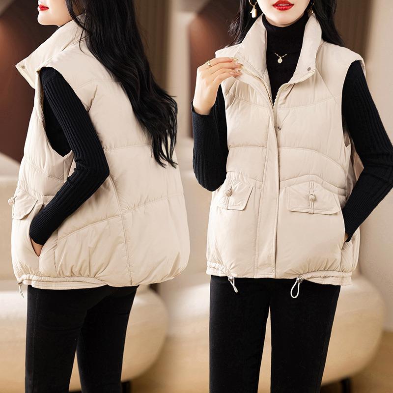 Stand-up collar fashion vest down cotton clothes vest women's short thin warm cotton clothes vest