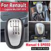 Car R6-Speed Gear Shift Knob Lever Change Leather Gearbox Shifter Cover For Renault Laguna 3 MK3 2007-14 Manual Car Accessories