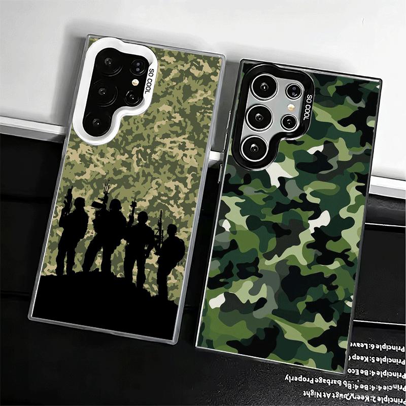 Camouflage Military Pattern Soft Phone Case for Samsung Galaxy S24 S25 FE S26 Edge S23 Ultra S22 Plus S21 + Shockproof Cover Bac
