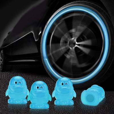 4Pcs Car Accessories Luminous Tire Valve Caps Fluorescent Night Glowing Tyre Valve Stem Cap