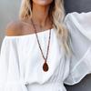 Women's Pink Crystal & Colorful Agate Water Drop Necklace: Handmade Knotted Sweater Chain with European and American Style