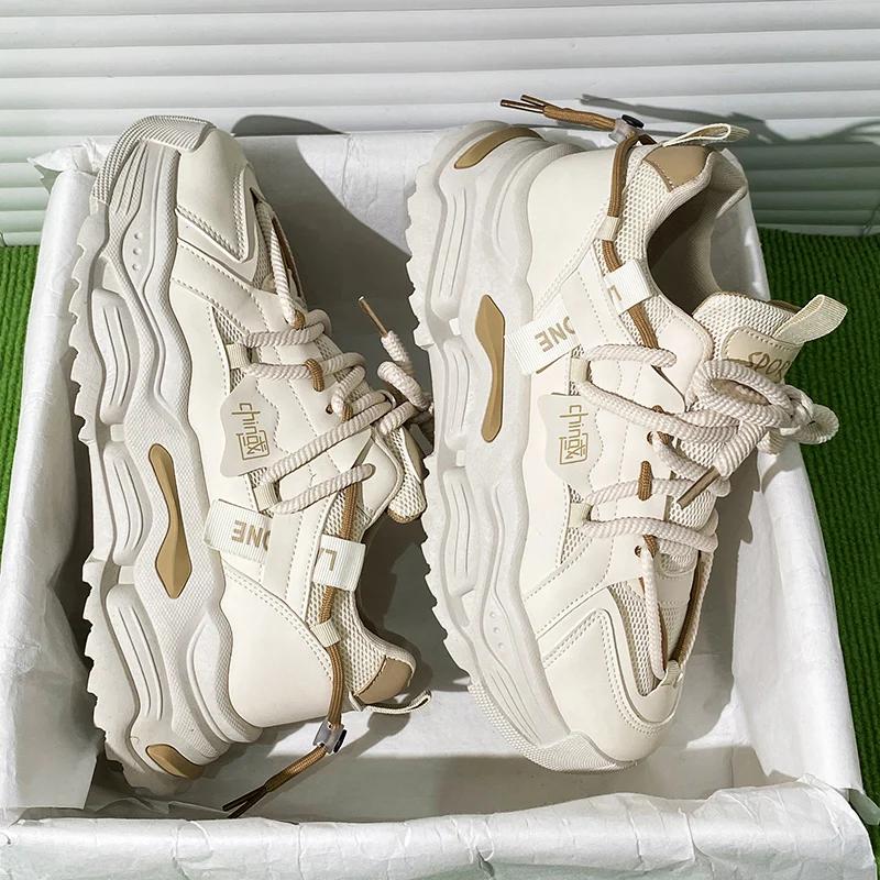 Campus Sports Style High-Top Thick Soled Men Casual Sneakers Fashion Luxury Chunky Outdoor Male Running Shoes Men