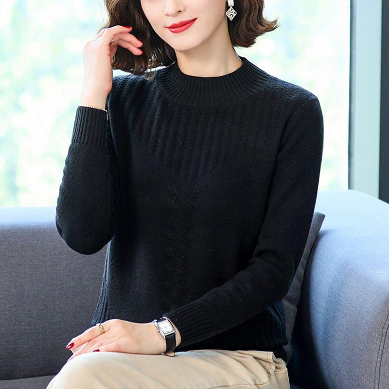 Осень-зима, полувысокий воротник, трехмерный узор, женский, свободный и однотонный свитер внутри 3XL